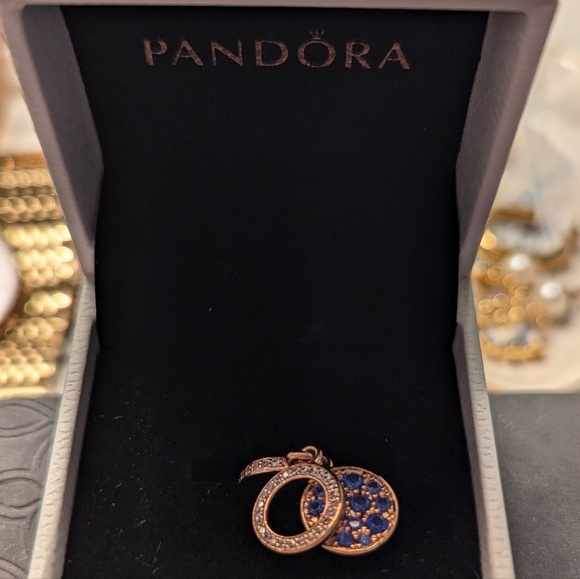 Brand New in Box Pandora Blue and Rose Gold Double Disc Charm - Picture 6 of 7